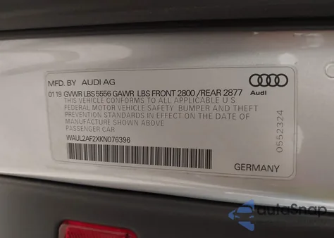 2019 Audi A6 55 Premium z USA, uszkodzony, nr VIN WAUL2AF2XKN076396
